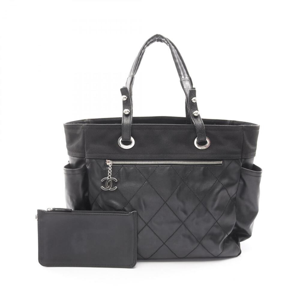 Chanel Paris Biarritz Tote Bag Leather Canvas Black
